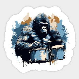 Gorilla playing drums Sticker